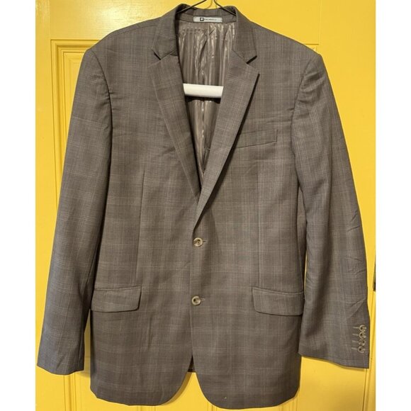 Bacharach Wool Cashmere Sport Coat Blazer Jacket Sz 42L Mens Gray Tones 2 Button - Picture 1 of 5